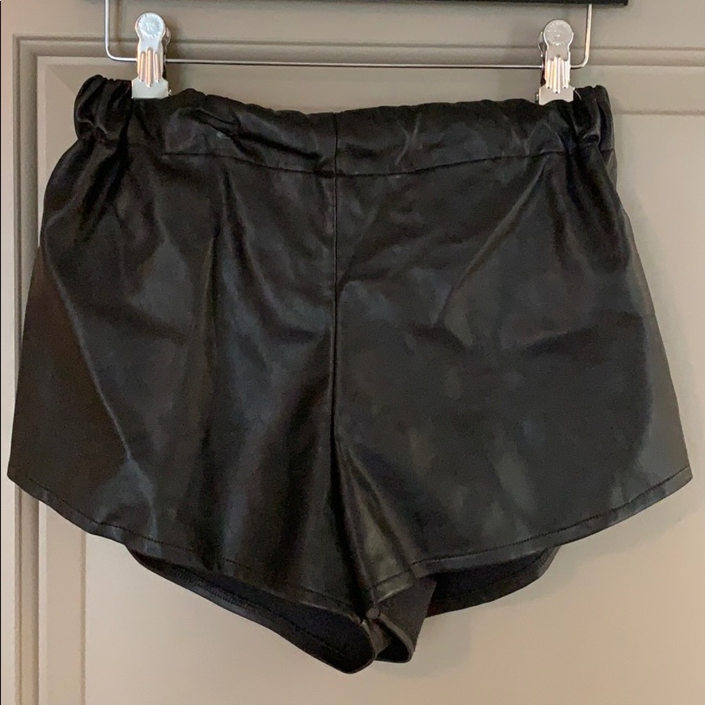 Black leather shorts